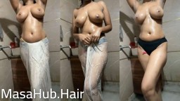 Blond desi nude bath with her big tempting boobies